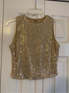 SHEIN Gold Sequin Shell Crop Top